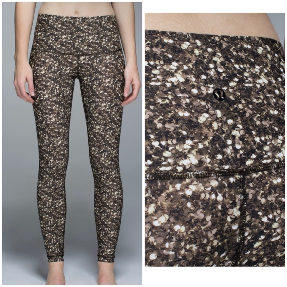 Lululemon Shine Tight  Roll Down Shimmy Shimmer Multi Leggings